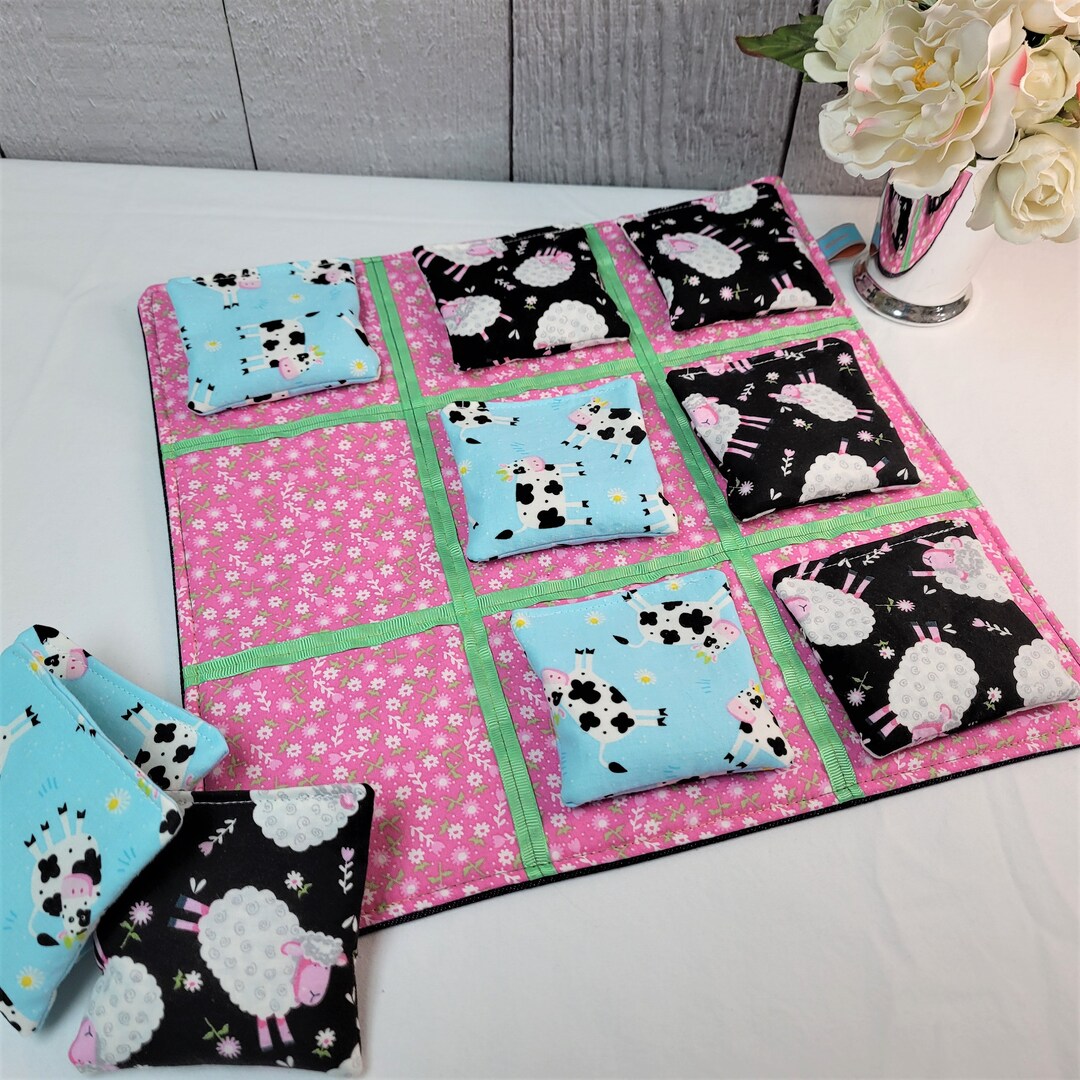 Bean Bag Tic Tac Toe Game Set Cute Farm Animals Cows and Sheep Etsy