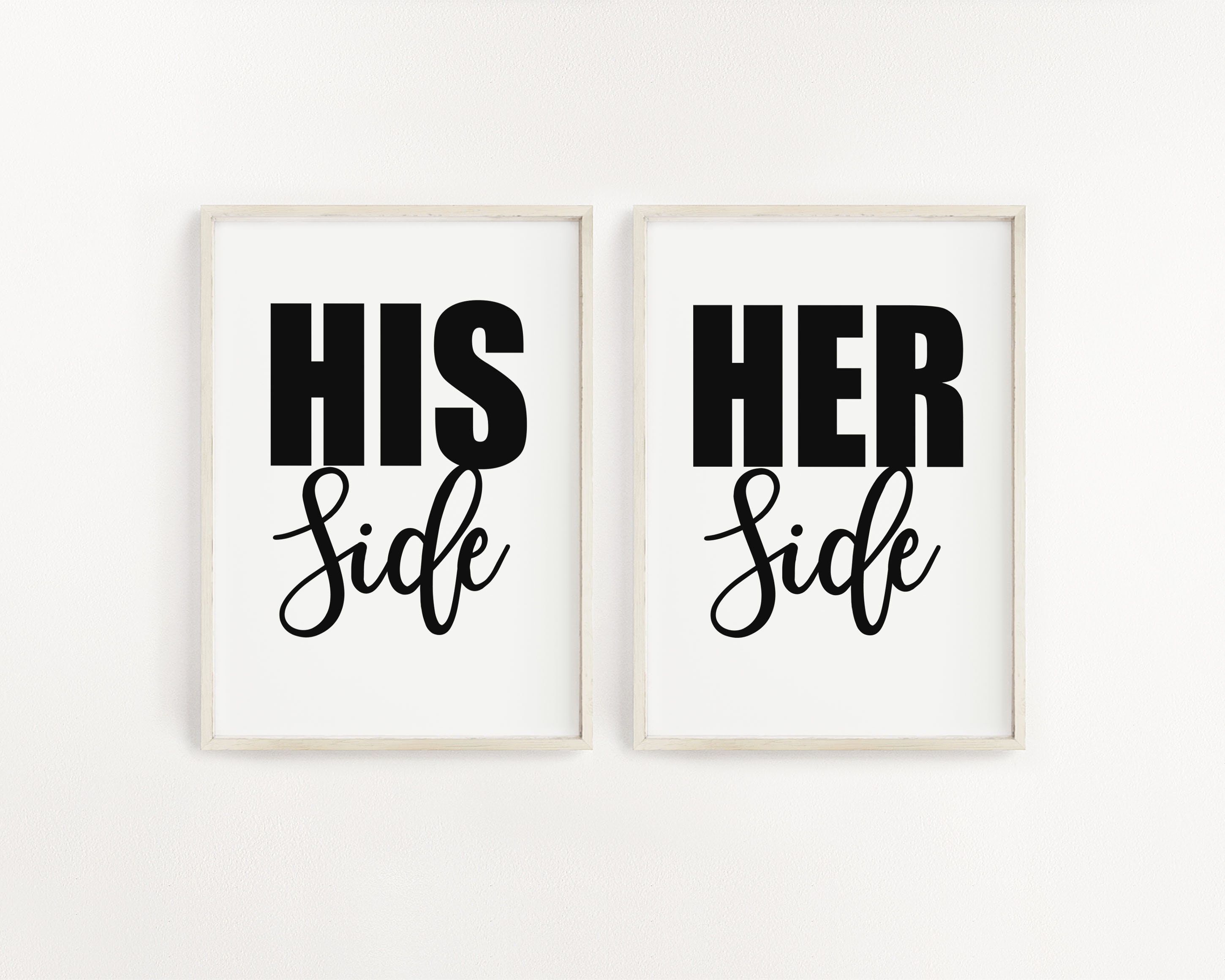 His Side Her Side Set of Two 3 VARIATIONS Bedroom Prints Etsy