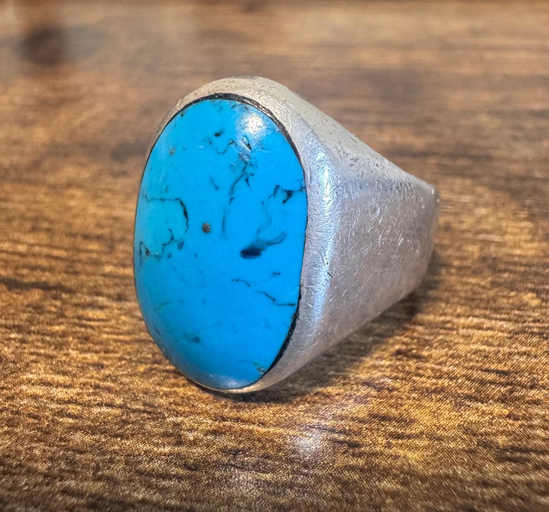 Vintage Taxco Mexico Sterling Silver Turquoise Ring – Size 11.25 - Etsy
