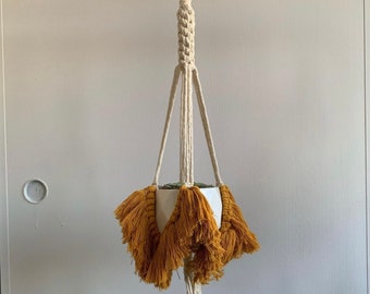 Mustard Fringe Macrame Plant Hanger