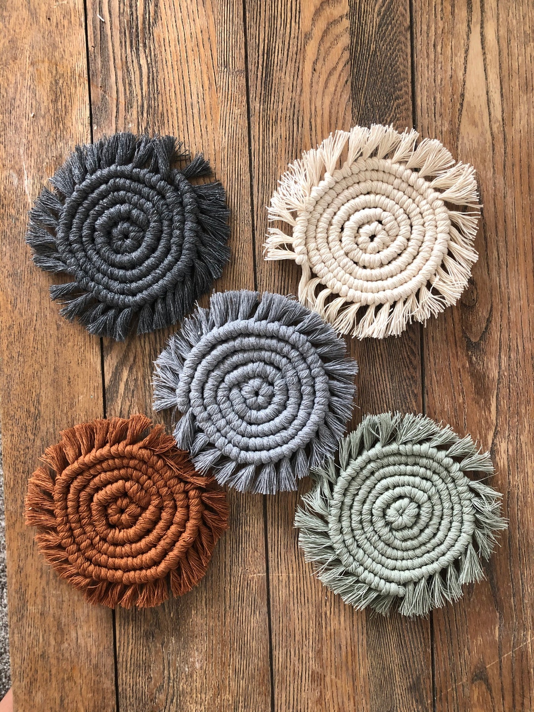 Round Macrame Coaster Patterns Round Macrame Coasters - Set of 2 - Etsy