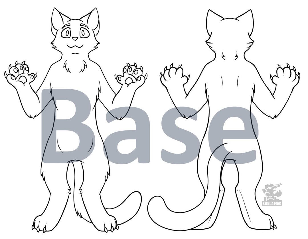 Cat Base | Furry Line Art | Ref Sheet | DIY Fursona Art - Etsy