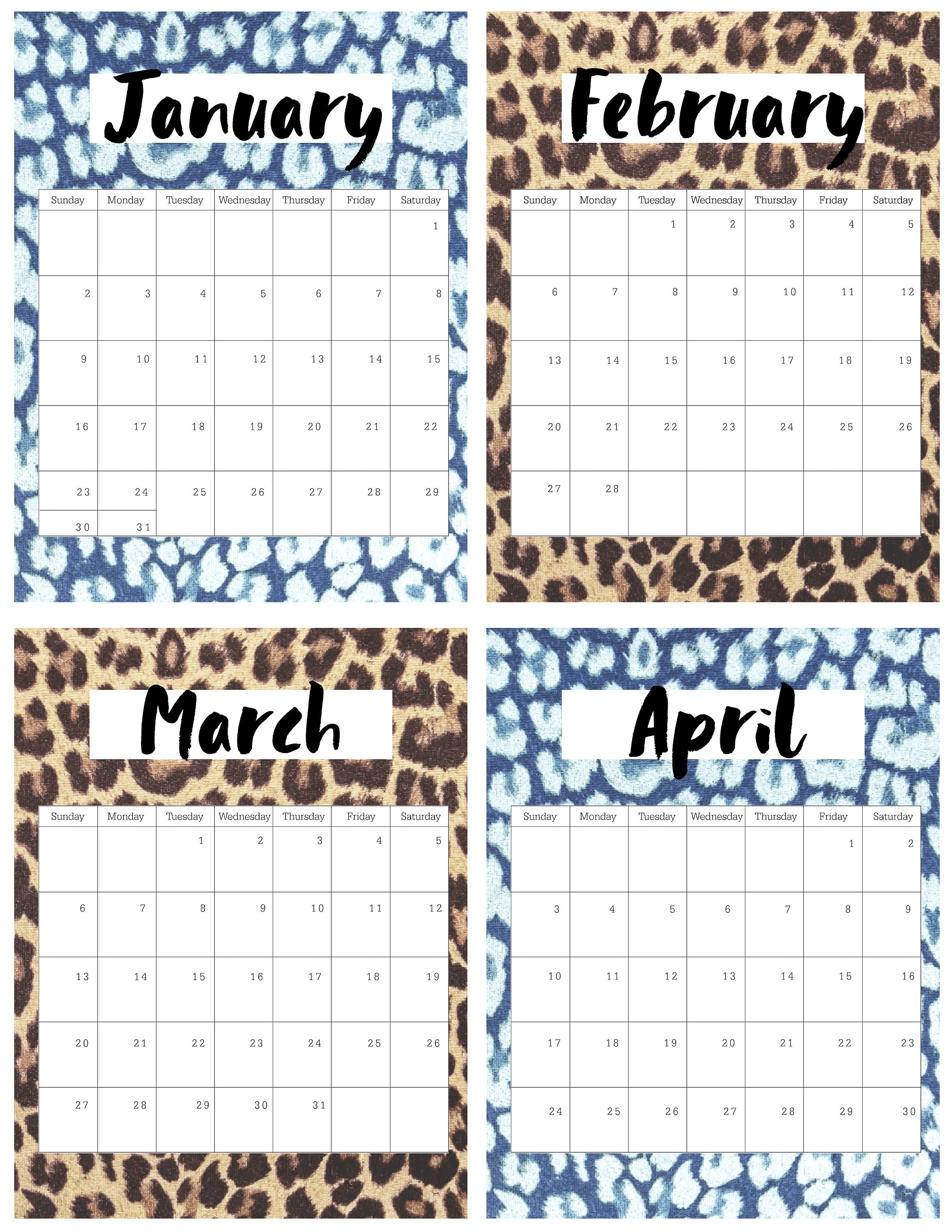 Cheetah Leopard Printable 2022 Calendars Etsy