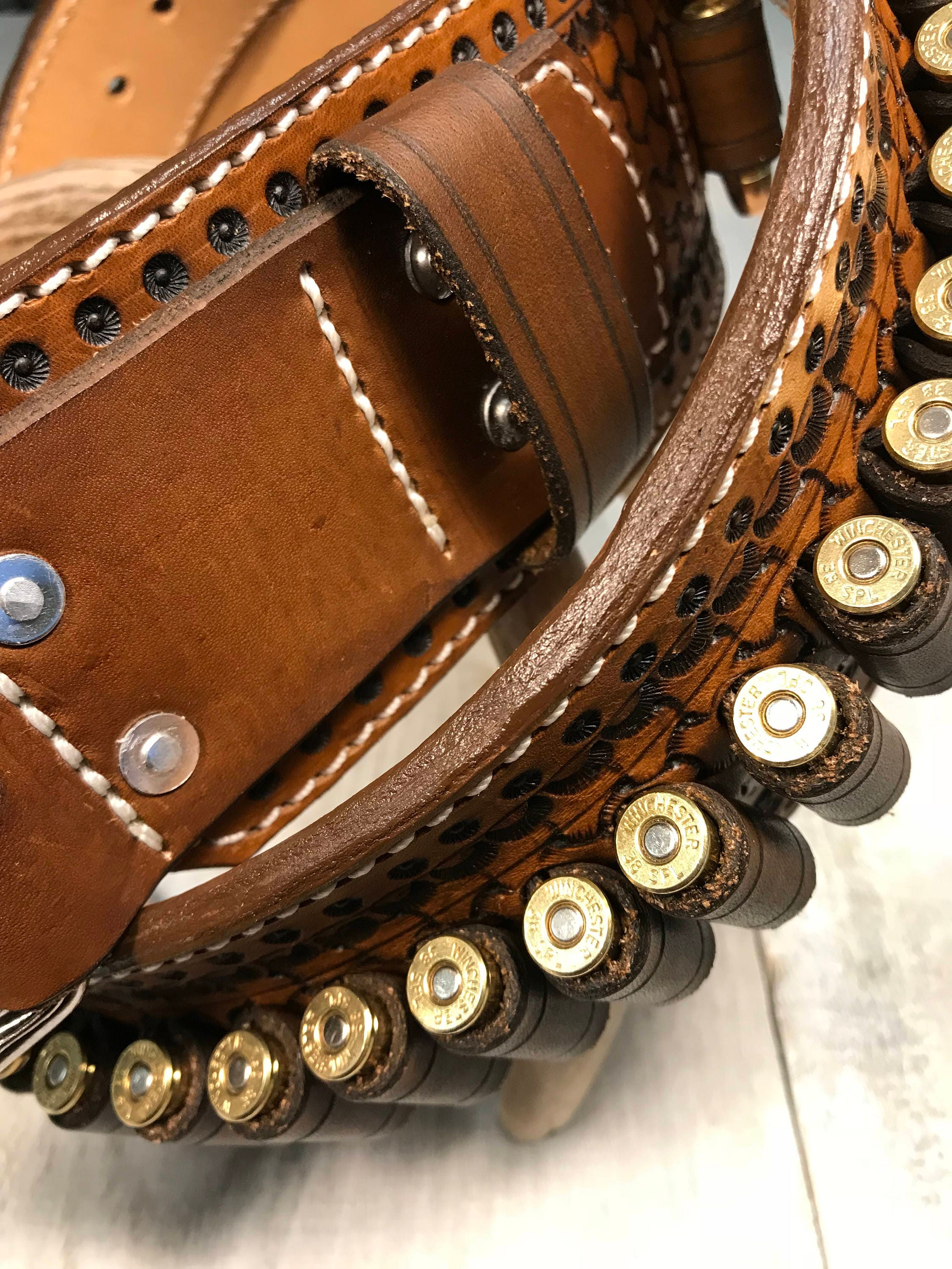 Leather Cartridge Belt / Cowboy Western