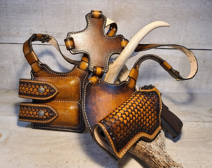 Featured listing image: SHIPS FREE NORTHAMERICA* - Shoulder Holster - Handmade Full Grain, Fully Adjustable - *Free Initials*