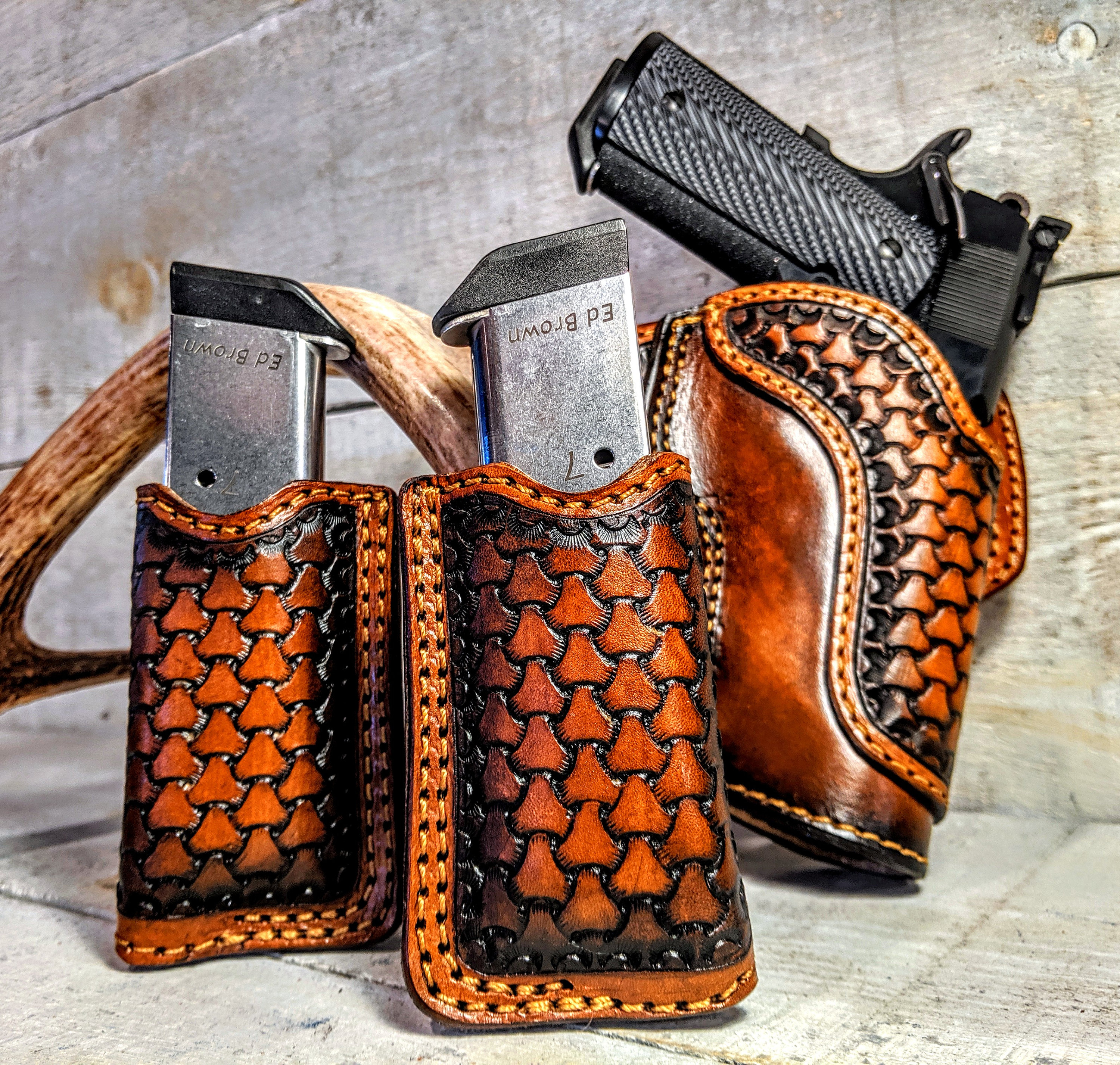 Handmade Open Top 1911 Leather Holster & 2X Open Top Mag Pouch Etsy
