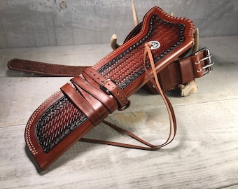 FREE Initials FREE Shipping! Handmade Leather Mares Leg Ranch Hand Holster with Cartridge Belt Fully Adjustable