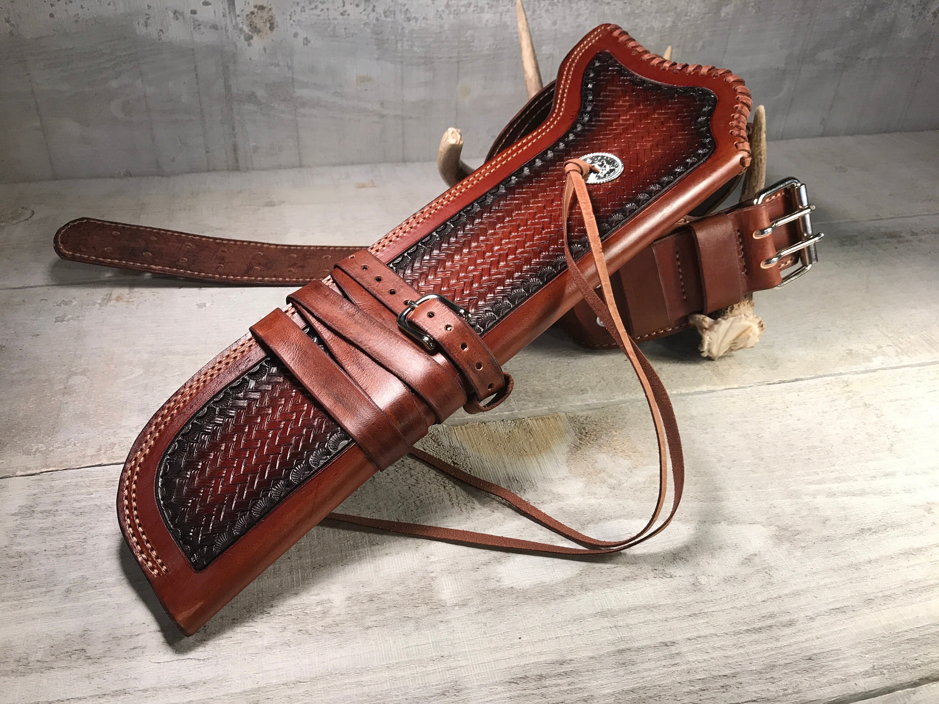 Leather Mares Leg Holster with Cartridge Belt Etsy