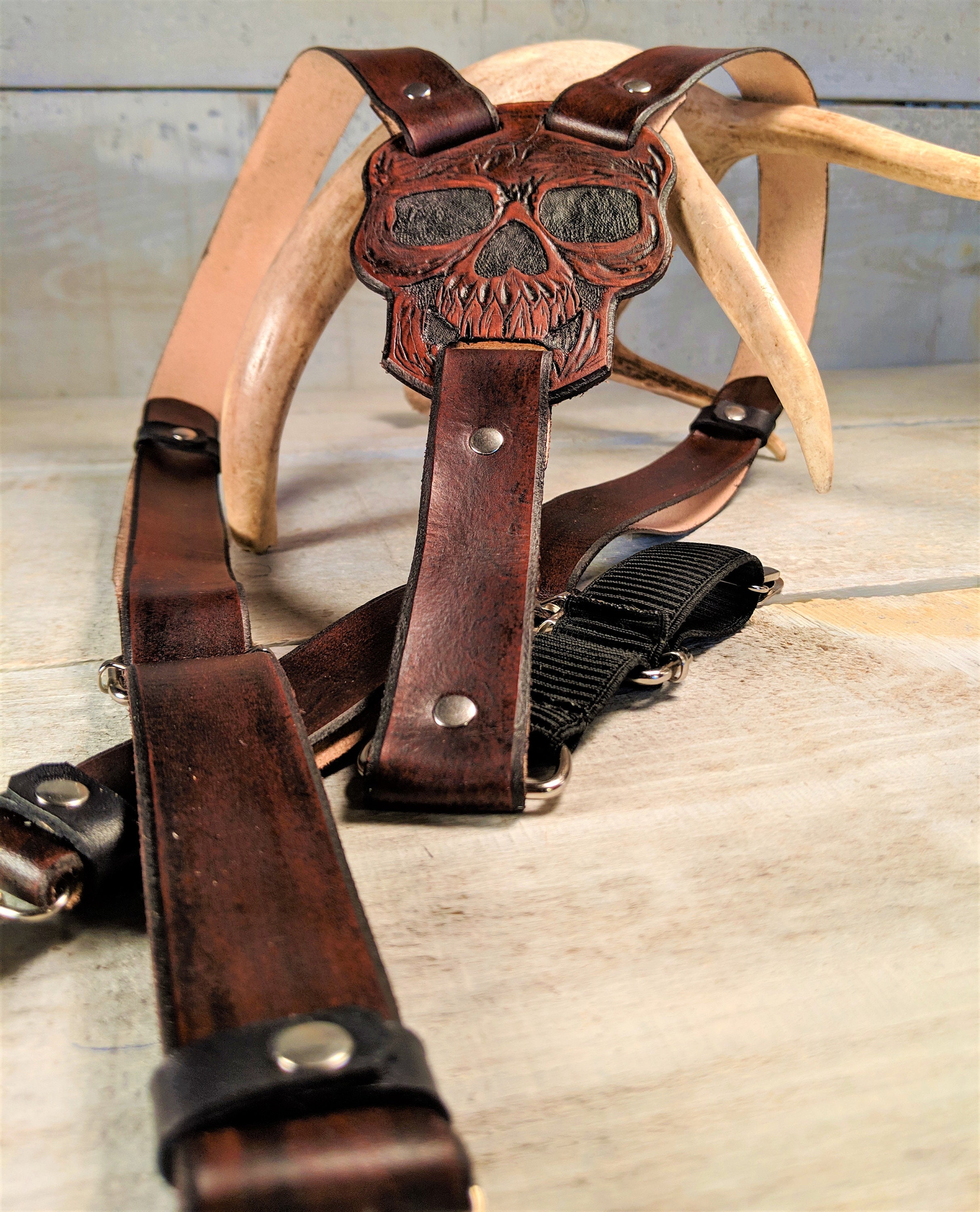 Handmade Leather SKULL Suspenders / Custom Color Available Etsy Canada