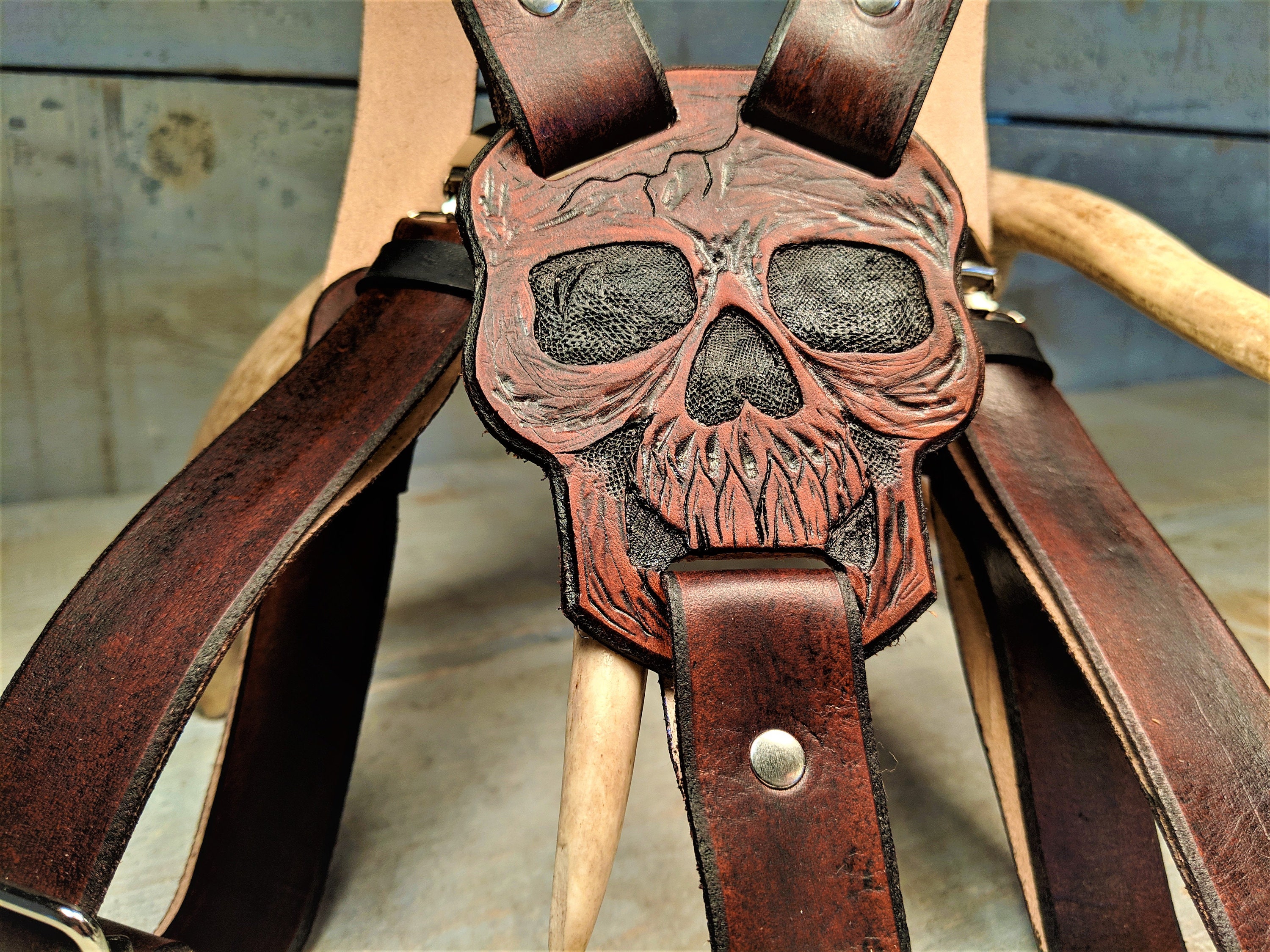 Handmade Leather SKULL Suspenders / Custom Color Available Etsy Canada