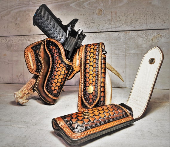 Handmade Open Top 1911 Leather Holster 2X Closed Top Mag Pouch Set Fully Lined FREE SHIPPING NORTHAMERICA Etsy