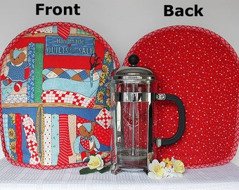 French press cozy, French press cover, French press cosy, French press coffee cozy, Koffee Kozee Quilting Lg for 17-51 oz press LAST ONE!