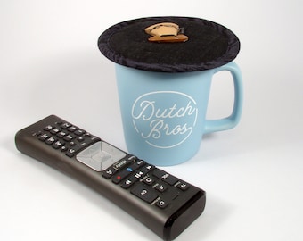 Mug Cover, Mug Lid, Coffee Lid, Coffee Cup Lid,  Coffee Mug Cover, Tea Cup Cozy, Kup Kap Midnight Dark Black Night