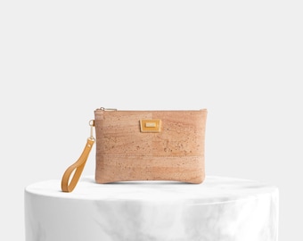 Cork Clutch and Belt Bag, Leather Handle, Natural cork & Leather, Woman cork Clutch bag, Cork Purse, cork and leather