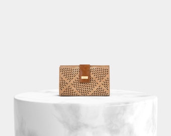Laser-Cut Cork Wallet, Leather Details