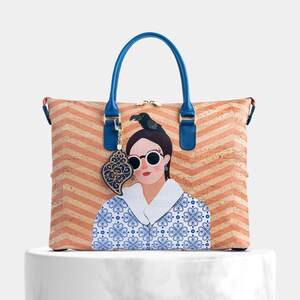 Bolso de corcho convertible 3 en 1 "Miss Viana", bolso de mano y bandolera de corcho, bolso de mano 3 en 1, múltiples formatos 3 en 1, piel de corcho