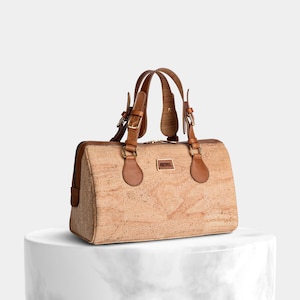Bolso retro de corcho natural, bolso de corcho, bolso caja de corcho, bolso médico, bolso de mujer, corcho y piel