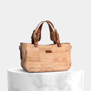Bolso de mano corto y bandolera de corcho natural para mujer, bolso de mano de corcho, bolso de mano de corcho, bolso clásico de corcho, bolso de mano de mujer, corcho y piel