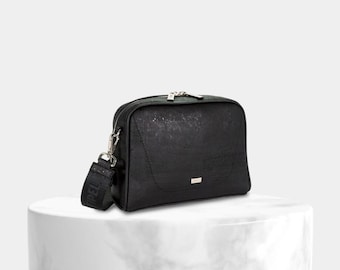 Vegan Cork Crossbody Bag, Adjustable Strap