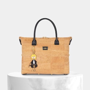 Mini Bolso Corcho 3en1 Natural & Negro, Bolso corcho color natural, Múltiples formatos 3en1, Correa bolso bandolera, corcho natural y cuero