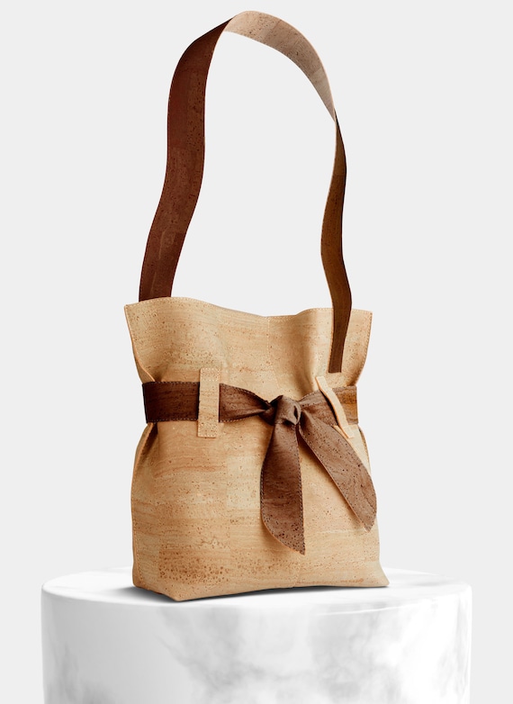 Cork Tote Bag, Cork Knot Tote Bag, Vegan Shoulder Bag, Woman Vegan