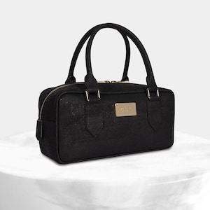 Bolso mediano clásico de corcho, corcho negro, bolso vegano para mujer, bolso de corcho, bolso de mano para mujer, bolso bandolera de corcho
