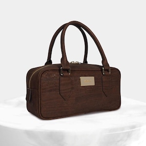 Bolso mediano clásico de corcho, corcho marrón, bolso vegano para mujer, bolso de corcho, bolso de mano para mujer, bolso bandolera de corcho