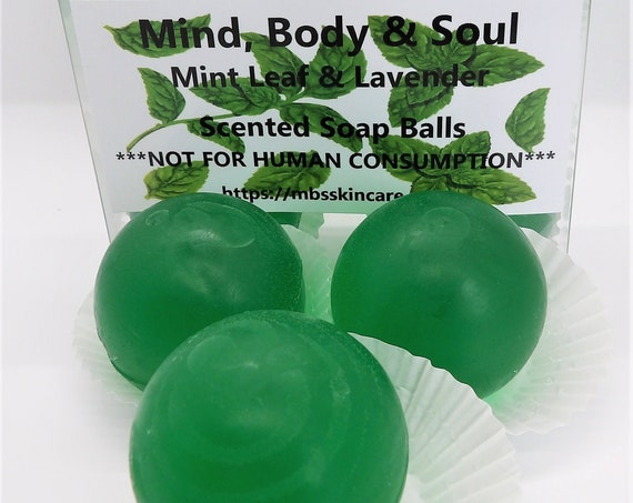 Mint Leaf & Lavender Scented Soap Balls, Soap Marbles, 5 Pack Soap Balls