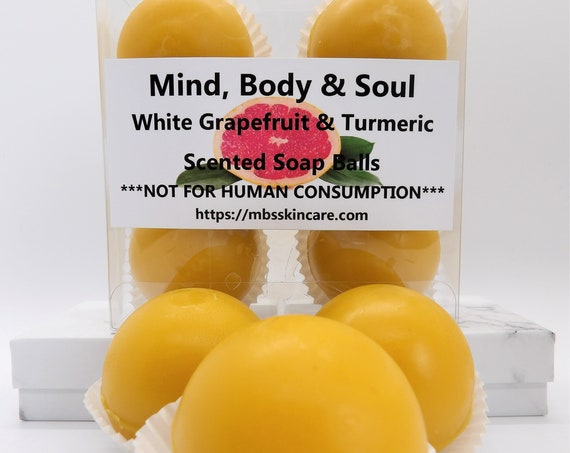 White Grapefruit & Turmeric Scented Soap Balls, Soap Marbles, 5 Pack Soap Balls
