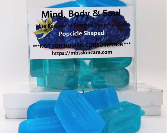 Blue Raspberry Popsicle Shaped Scented Soap for Kids, Kids Scented Bar Soap 18 Pack