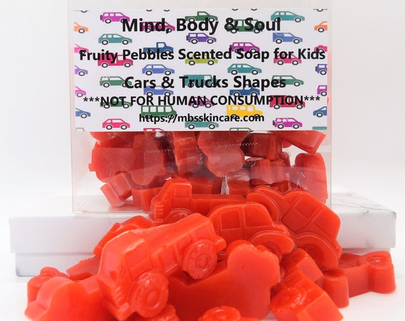 Fruity Pebbles Cars & Trucks Shaped Scented Soap for Kids, Kids Scented Bar Soap 30 Pack