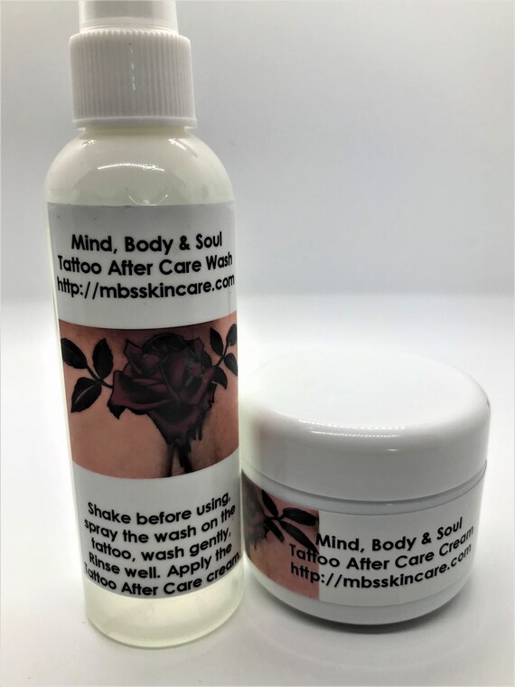 Tattoo After Care, Tattoo Wash 8-Ounce Bottle, Tattoo Cream 4-Ounce Jar