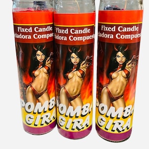 Pomba Gira Vela Ritual Roja, Veladora Preparada, Vela Hechizo Amorosa, Seducción, Dominación