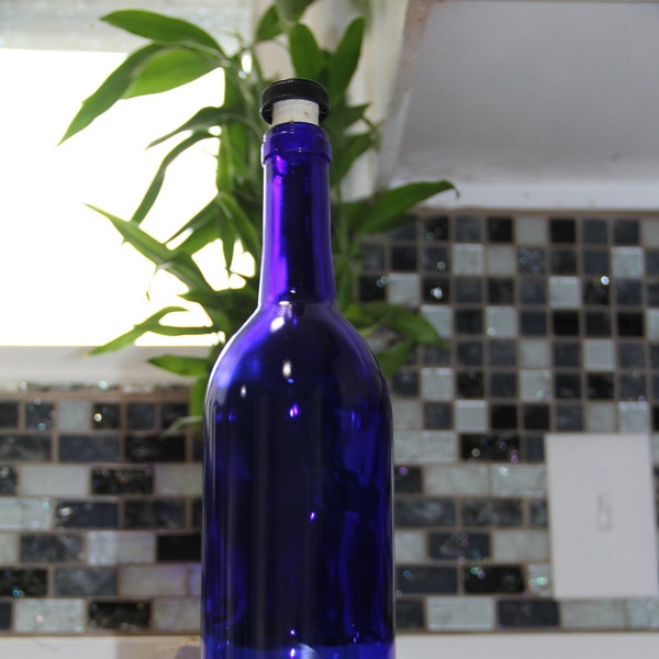 750 ml Blaue Kobaltglas-Solarflasche Ho'oponopono Reinigungswerkzeug