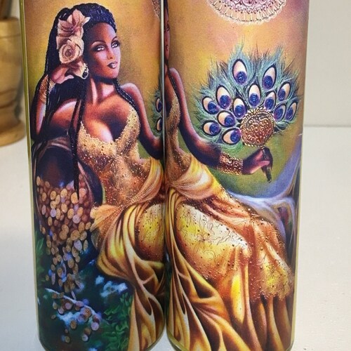Oshun Goddess Yellow Dressed Conjured Candle Oshun Oil Etsy