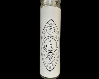 Bougie blanche Grand sceau de Lilith, Bougie rituelle de dévotion Sceau de Lilith. Huile rituelle Lilith