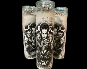 Hekate Devotional Ritual White Dressed Candle