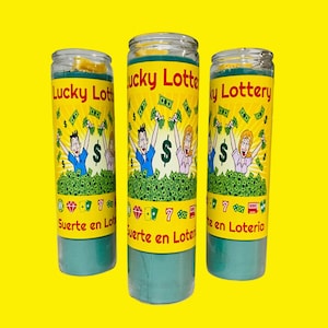 Lucky Lottery Green Candle, Loteria de la Suerte Veladora Verde, Money, Dinero