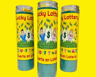 Lucky Lottery Green Candle, Loteria de la Suerte Veladora Verde, Money, Dinero