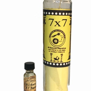 7x7 AGAINST ALL Candle + Oil, Contra Todo Veladora + Aceite, Santeria, Brujeria, Hoodoo, Voodoo, Magick, Wicca, Rituals, Fixed Candles