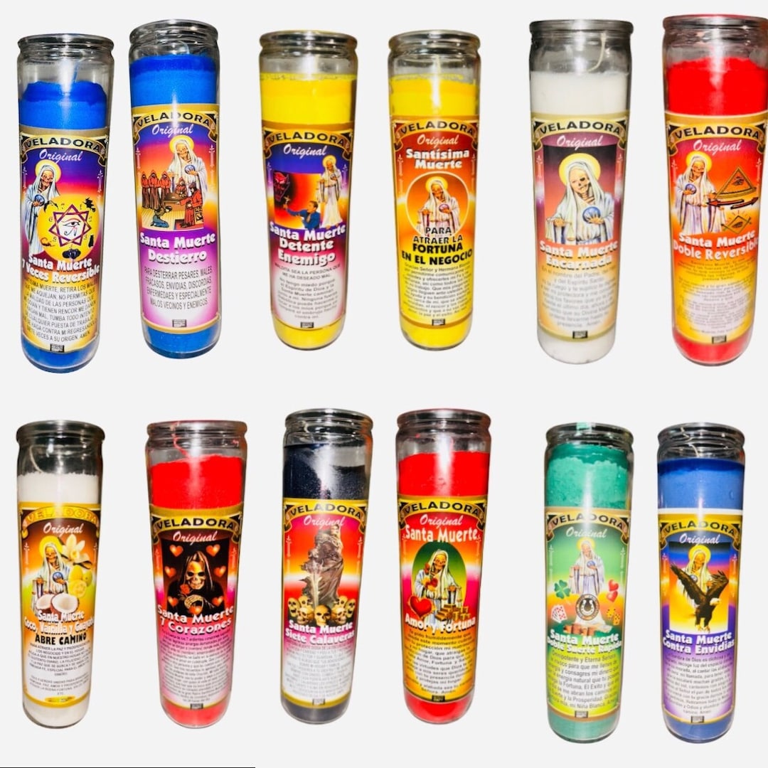 SANTA MUERTE Veladoras Holy Death Fixed Candles Para El Amor, Dinero