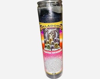 SANTA MUERTE 7 Espiritus Intranquilos Veladora Negra - Bougie noire Holy Death 7 Intranquil Spirits