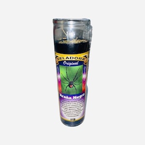 ARAÑA NEGRA VELADORA Para Limpias y Curaciones Black Spider Candle for Cleansing