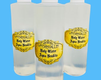 3x set, Holy Water plastic bottle blessing protection exorcism curio hex magic witchcraft healing saint cleansing - Agua Bendita para limpia