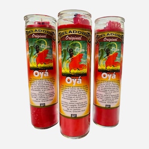 Oya Orisha Ritual Candle, Oya Orisha Veladora Preparada. Red Candle