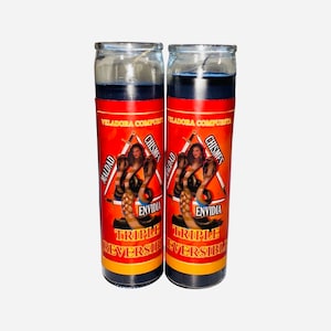 2 PACK- TRIPLE REVERSIBLE Veladoras Contra Maldad, envidia y chismes