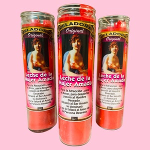 6x Vela Fixa Leite da Mulher Amada, Leche de la Mujer Amada Veladora Preparada y Conjurada para la Atraccion, para el amor