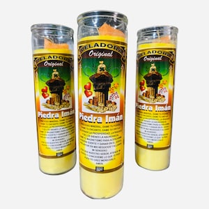 Piedra Iman Veladora Preparada, Lodestone Fixed Candle, Brings Abundance and Success