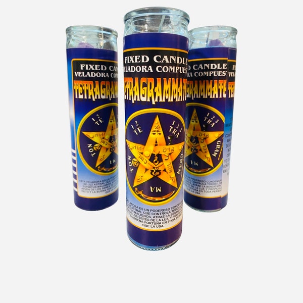 3x Tetragrammaton Veladora, Tetragrammaton Fixed Candle, Para Proteccion
