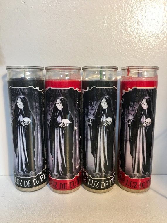  3 velas negras sin perfume en vidrio, velas de oración